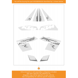 KTM DECAL SET RC8 R WHITE