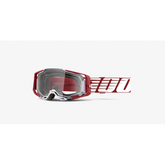 100% ARMEGA® Goggle Moto/MTB Oversized/Deep Red Clear Lens