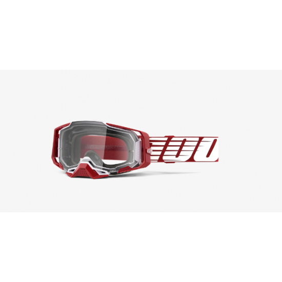 100% ARMEGA® Goggle Moto/MTB Oversized/Deep Red Clear Lens