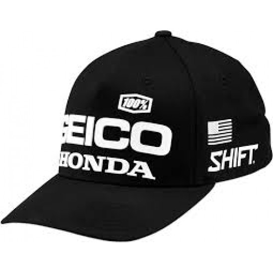 100% SPEEDWAY FlexFitA A Hat GEICO/HONDA Black