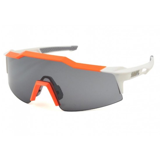 100% Speedcraft SL Sunglasses White/Orange Short Smoke Lens